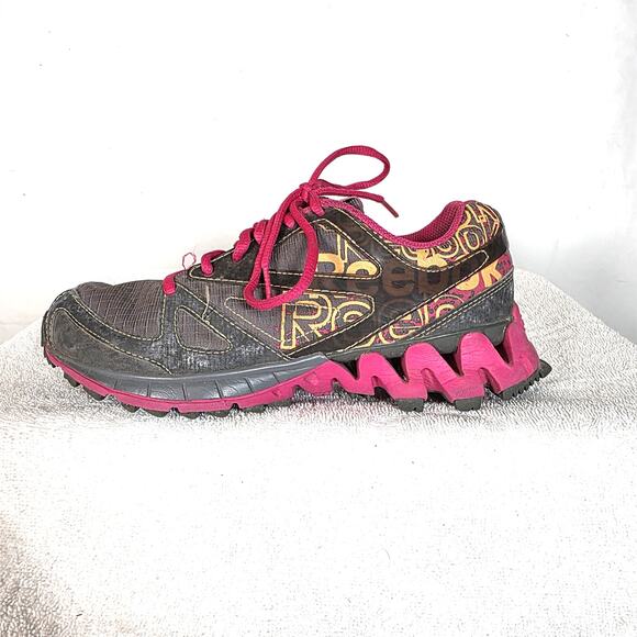 Reebok Zigtech Women's Sz 7 Running Shoes Gray Pink Orange Crossfit No Insole - Picture 1 of 12